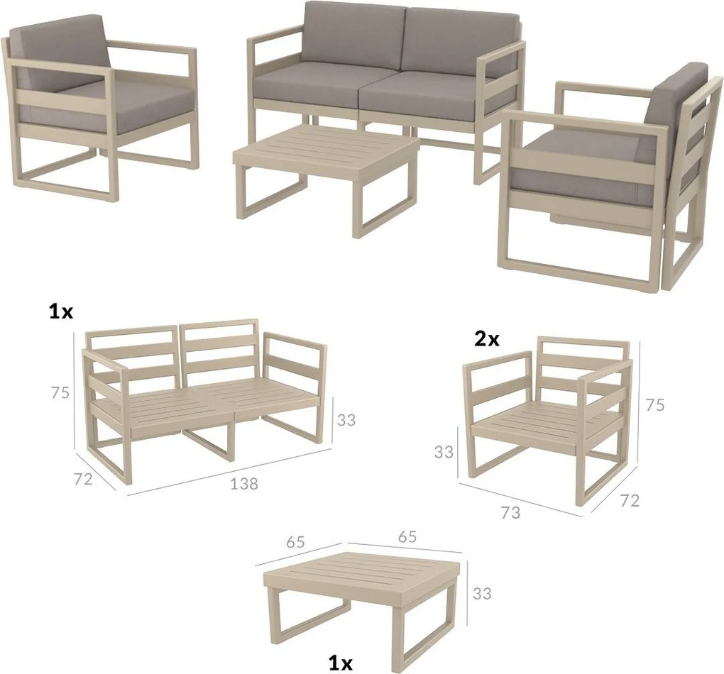 MYKONOS záhradný set taupe