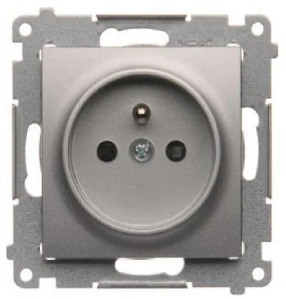 DGZ1Z/43 Zásuvka jednoduchá s uzmenením strieborná mat