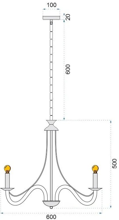 Toolight - Závesné svietidlo 5xE14 60W APP210-3CPR, čierna, OSW-08146