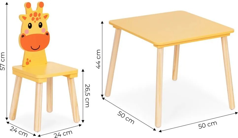 Stôl stôl +2 stoličky detský nábytok set žirafa