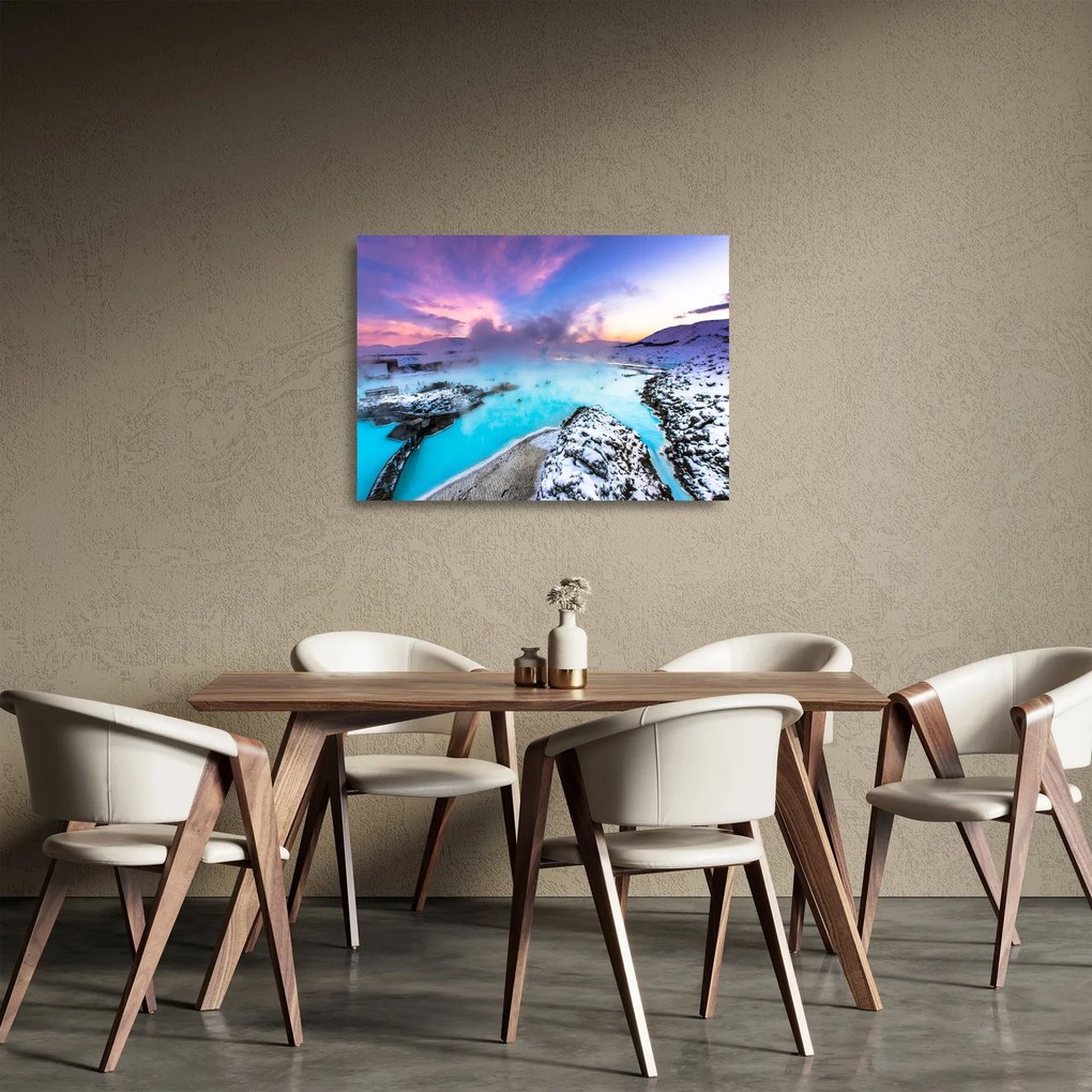 Sklenený obraz - Modrá lagúna na Islande (70x50 cm)