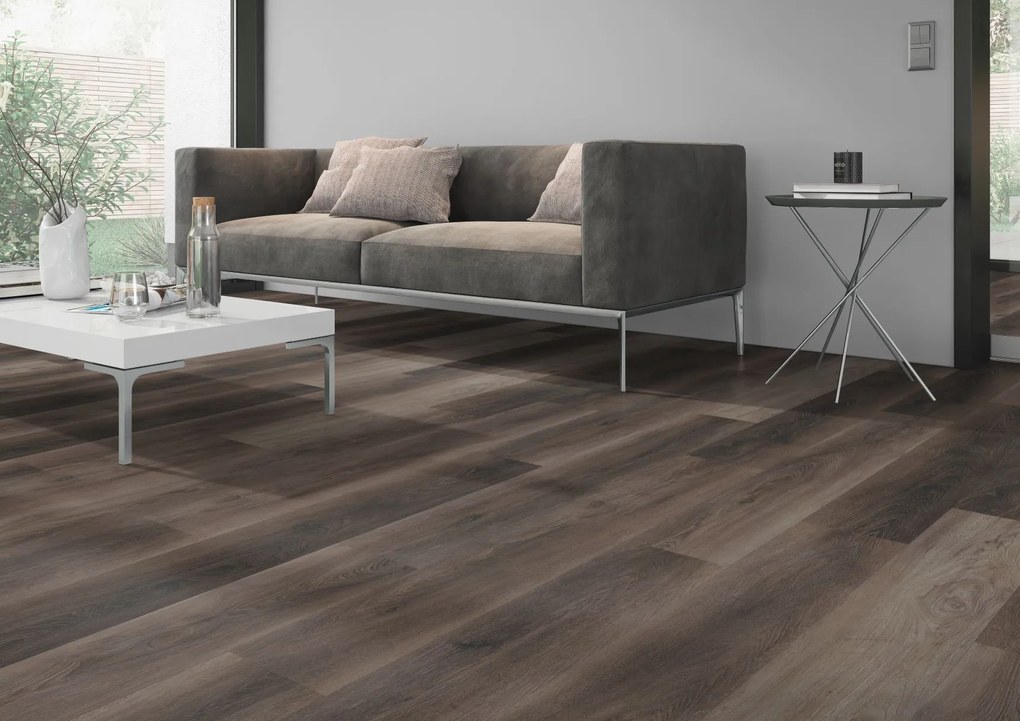 Oneflor, Vinylová podlaha lepená ECO 55 050 Walnut Dark Brown, 1219,2 x 184,1 mm