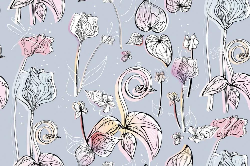 Samolepiaca tapeta nádherný vintage vzor kvetín