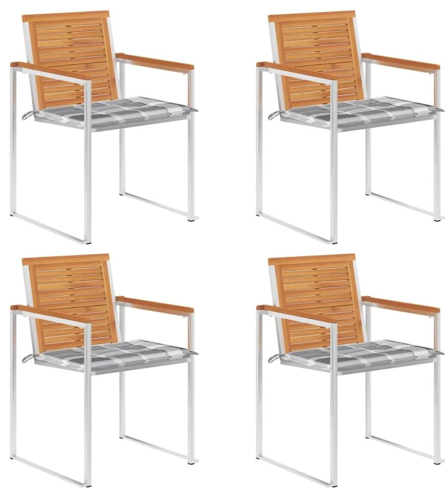 Záhradné stoličky 4 ks s podložkami akáciový masív 3078484