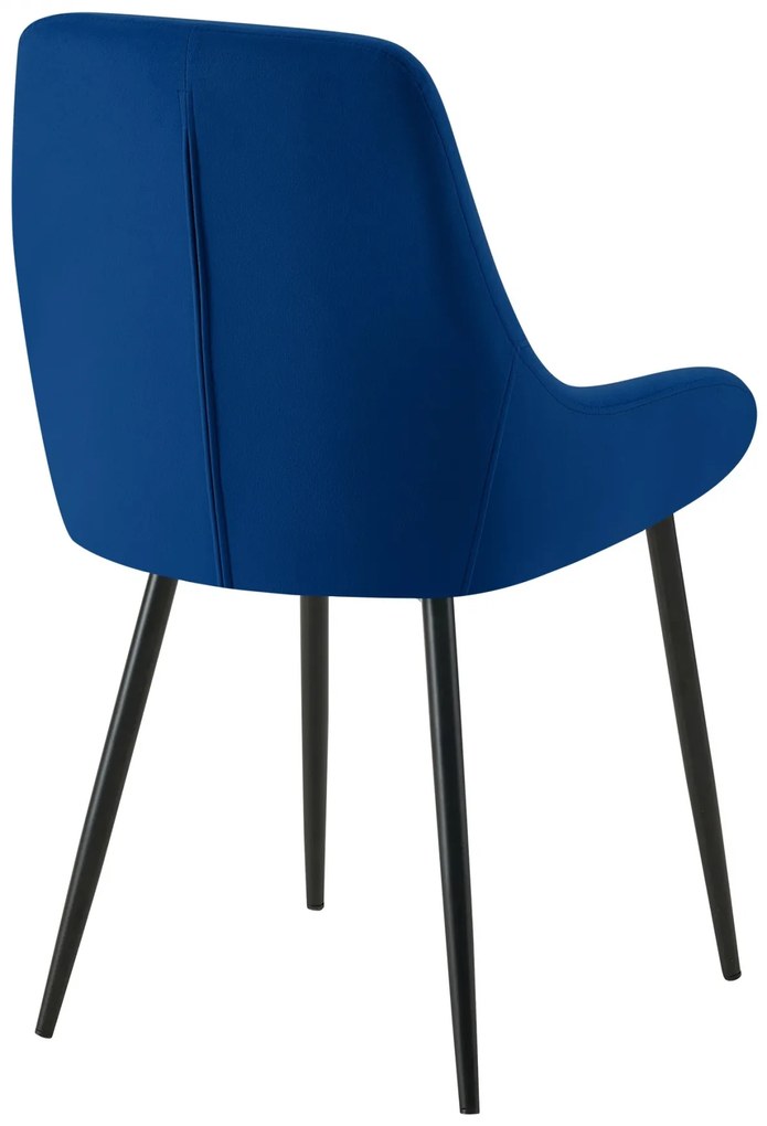Jedálenská stolička Elmira - zamat, čierny rám - Tmavo modrá