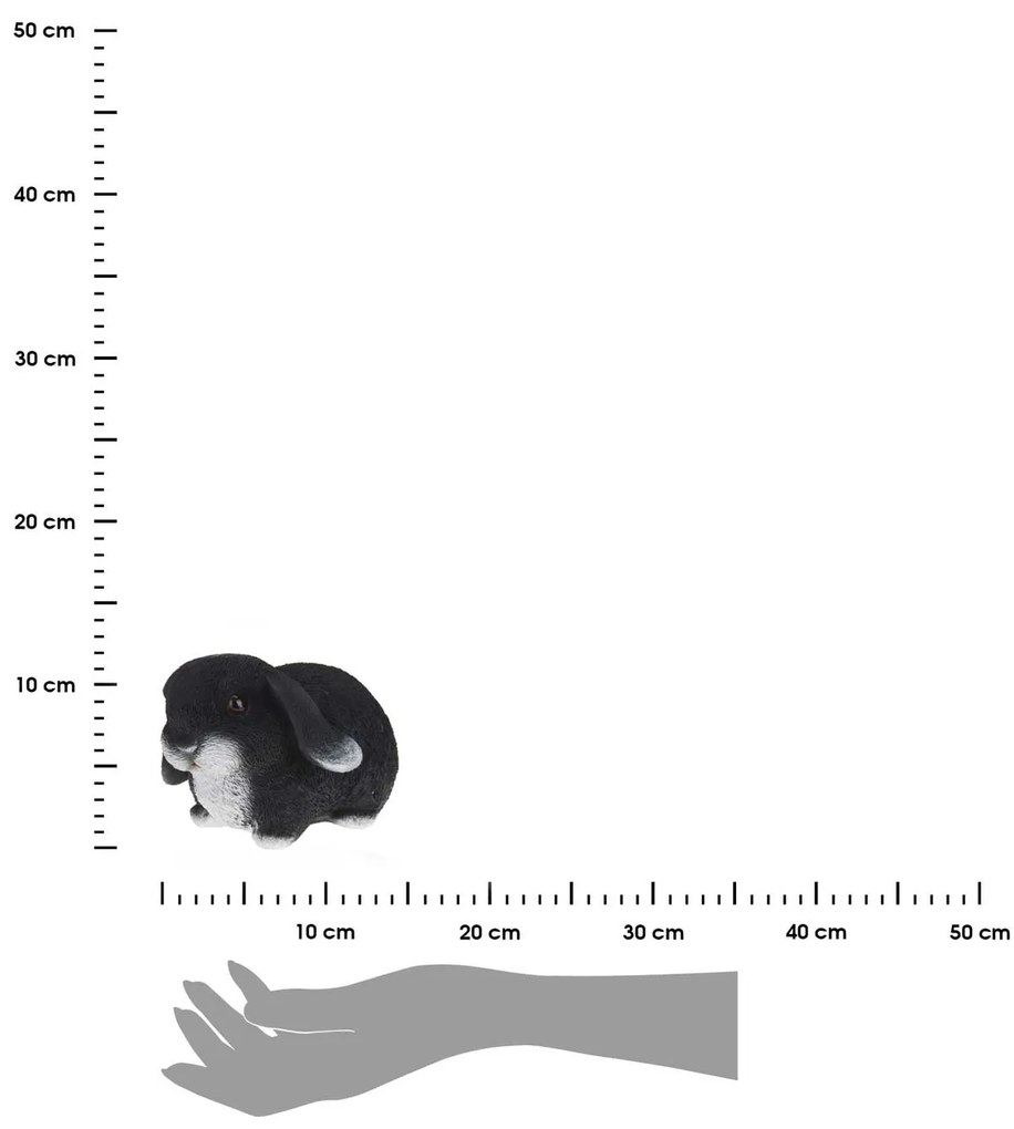 Záhradná figúrka z polyresinu Bunny, 16 cm, čierna