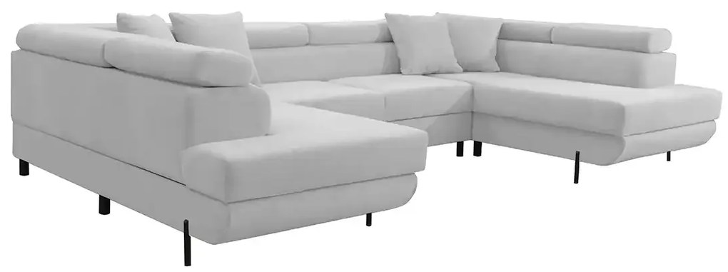 Rohová sedacia súprava - U s funkciou spania, vlnové pružiny SAMSUN Čierna