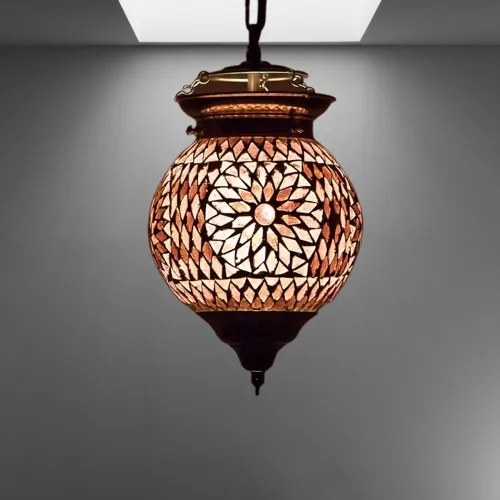 Turecká orient lampa závesná Globe mozaika vzor ROSE Ø15