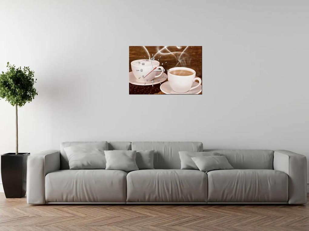 Gario Obraz s hodinami Romantika pri káve Rozmery: 100 x 40 cm