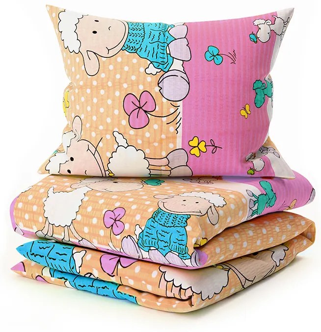 Krepové obliečky do postieľky OVEČKY krémové Rozmer obliečky: 45 x 65 cm | 90 x 135 cm