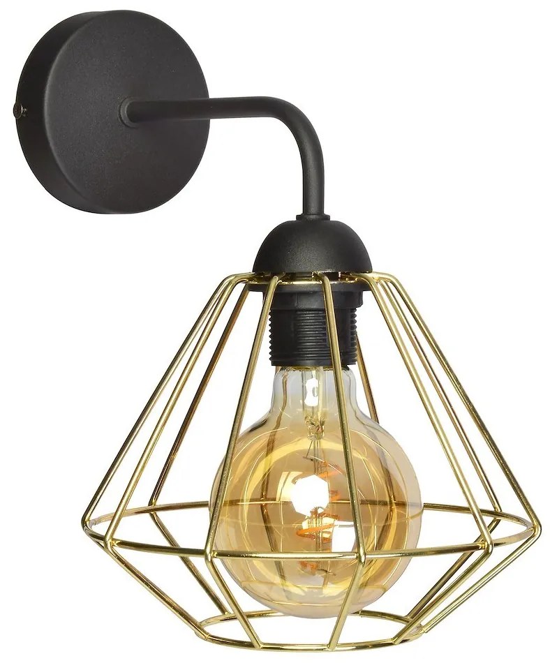 Nástenné svietidlo Lupo, 1x zlaté drôtené tienidlo, b