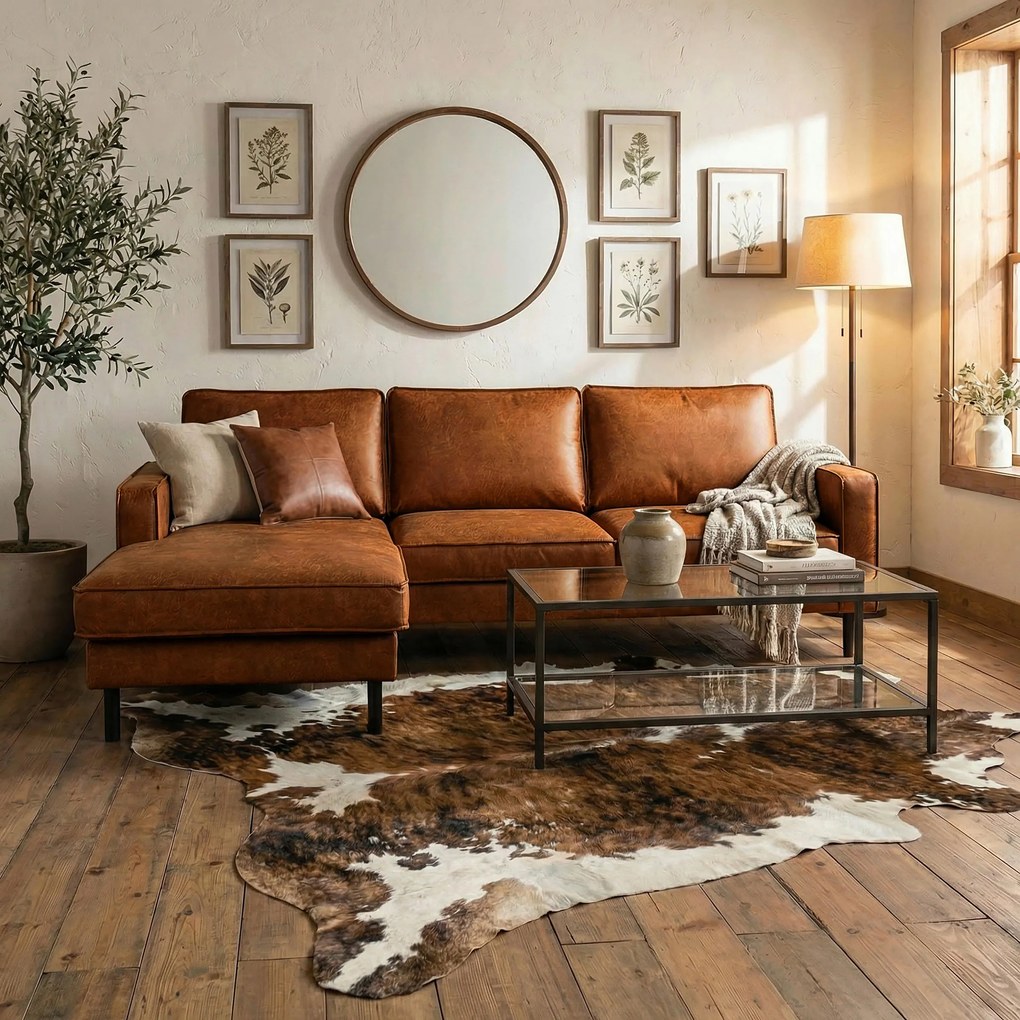 XXXLutz ROHOVÁ SEDAČKA, textil, koža, koňaková Livetastic - Sedačky - 002951015230