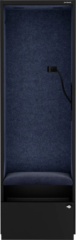 Akustická kabína SALLY MentalBox 600 mm – čierny korpus, tmavomodré sedadlo