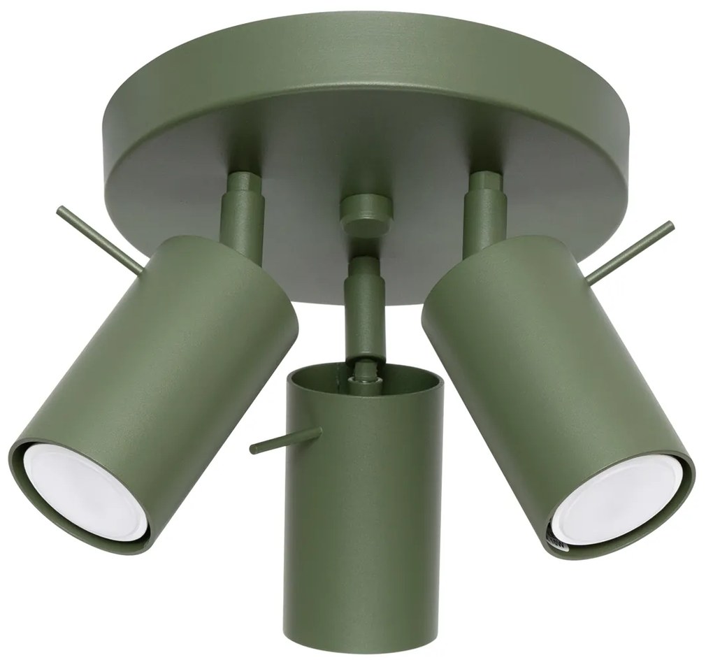 Stropné svietidlo Ring, 3x olivové kovové tienidlo, (možnosť polohovania)
