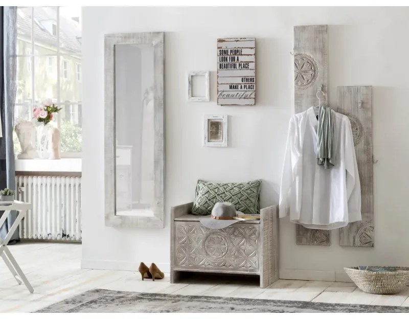 furniture-nabytek.cz - Masívna lavicová truhla Mackay z mangového dreva, lakovaná, biela – 71×40×55 cm