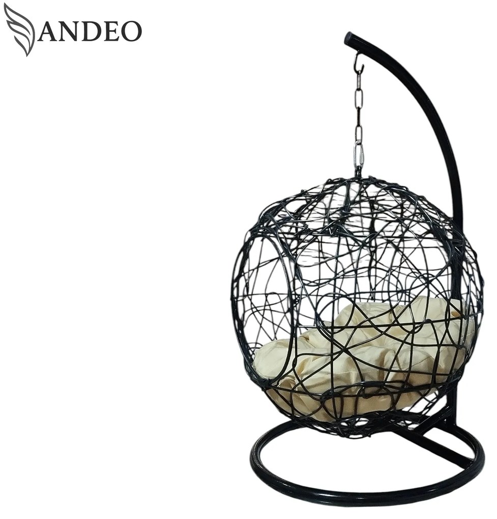 Závesné hojdacie kreslo pre mačky COCO - čierno béžové