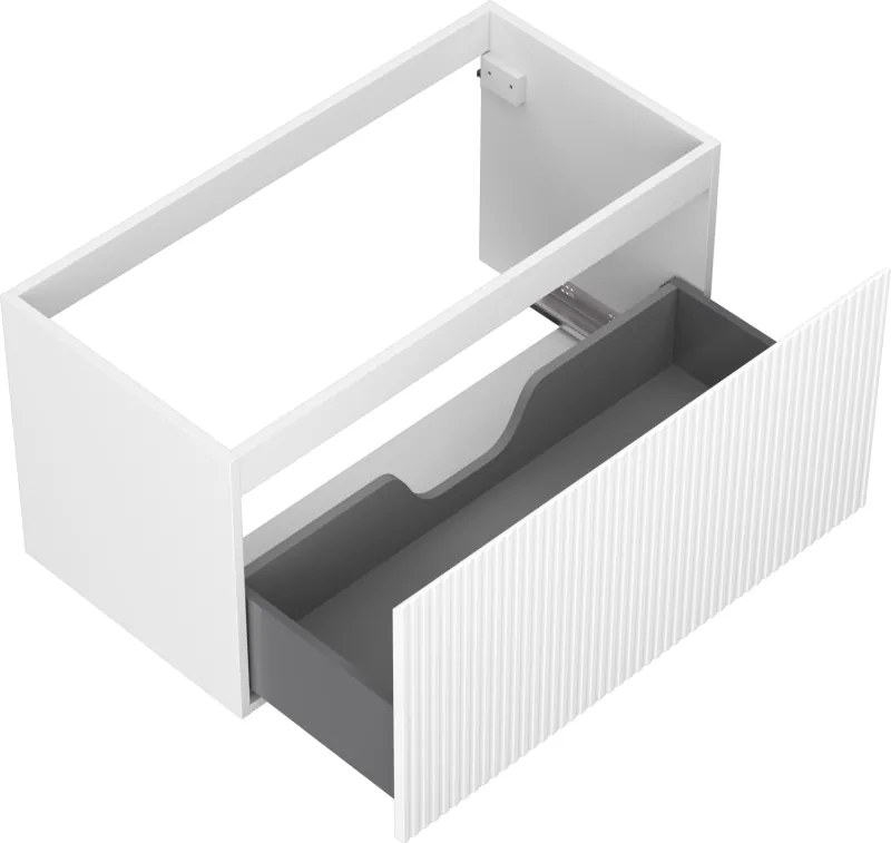 Mexen Rivel, kúpeľňová skrinka 90 cm, 1 zásuvka, drážkovaná, biela matná, 91A20-09047-1-BF01