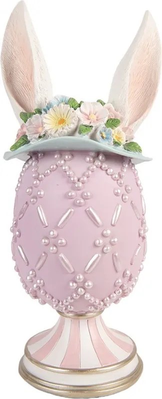 Fialkové vajíčko na podstavci s uškami a kvetmi - Ø 13*30 cm