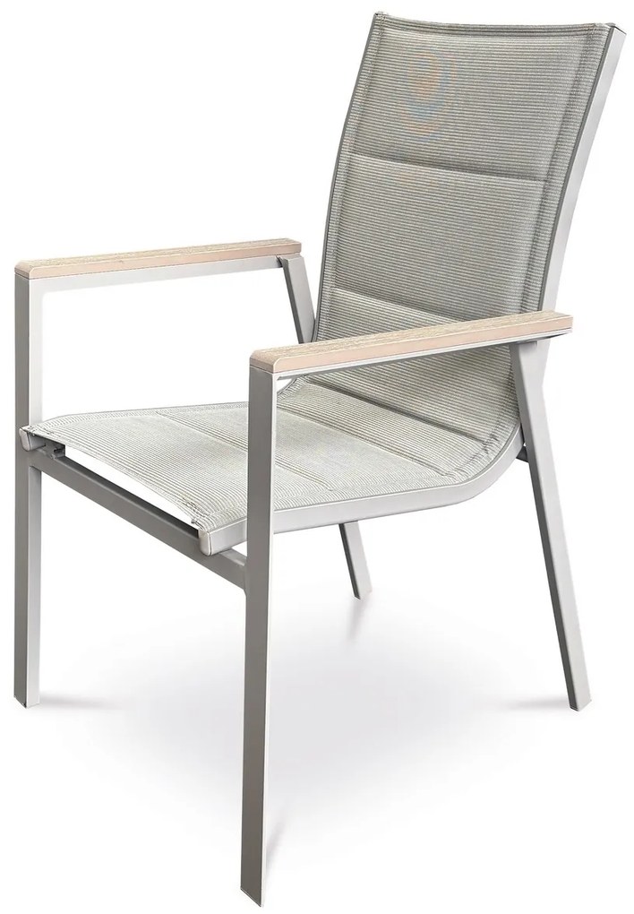 Autronic Záhradná stolička, hliník, textil, sivá, AZC-S1110 GREY