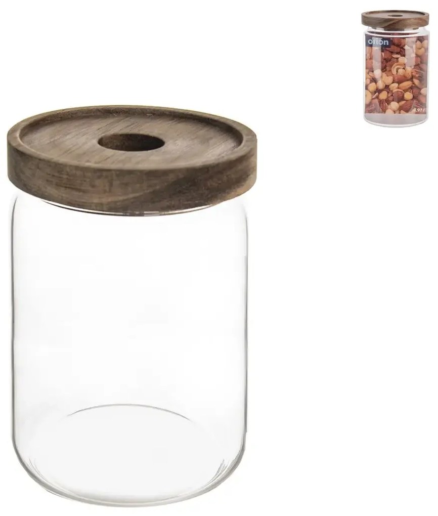 Orion Dóza na potraviny, sklenená, s akáciovým vekom BOROSIL, 0,97L