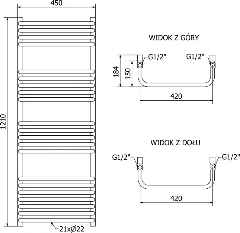 Mexen Apollo, elektrické vykurovacie teleso 1210x450 mm + vykurovacia tyč 600 W, čierna, W117-1210-450-2600-70