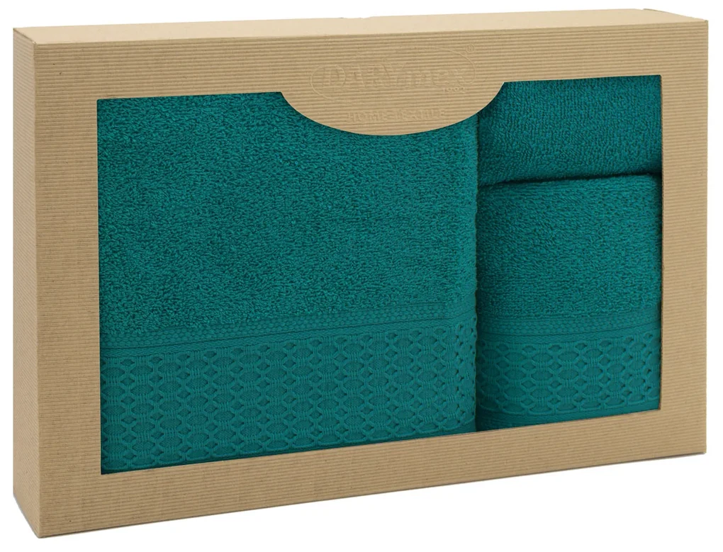 BAVLNENÉ UTERÁKY SOLANO SADA 1 KS 30X50 CM, 1 KS 50X90 CM, 1 KS 70X140 CM TMAVOTYRKYSOVÁ
