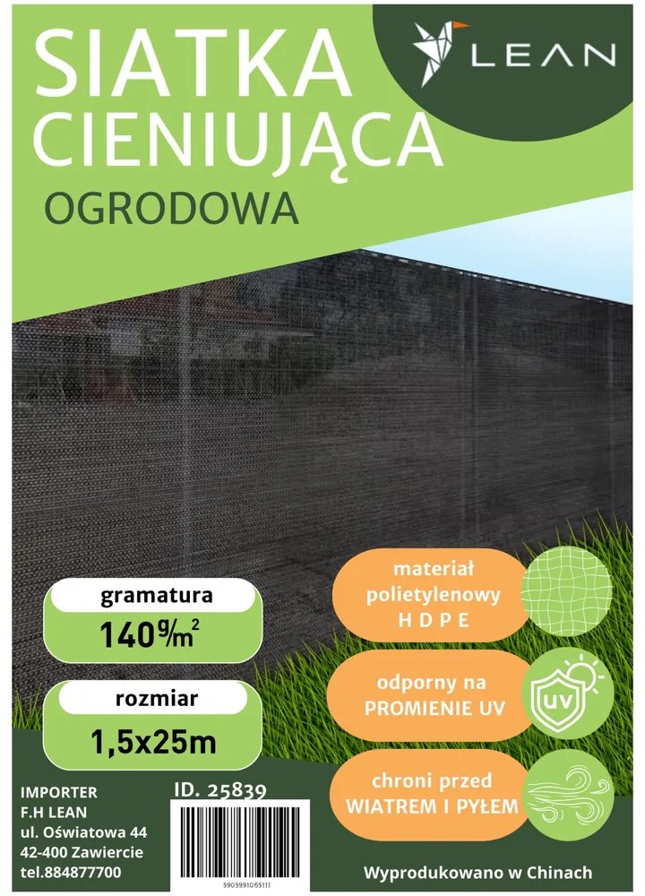 Lean Tieniaca maskovacia sieť 1,5 x 25m - sivá