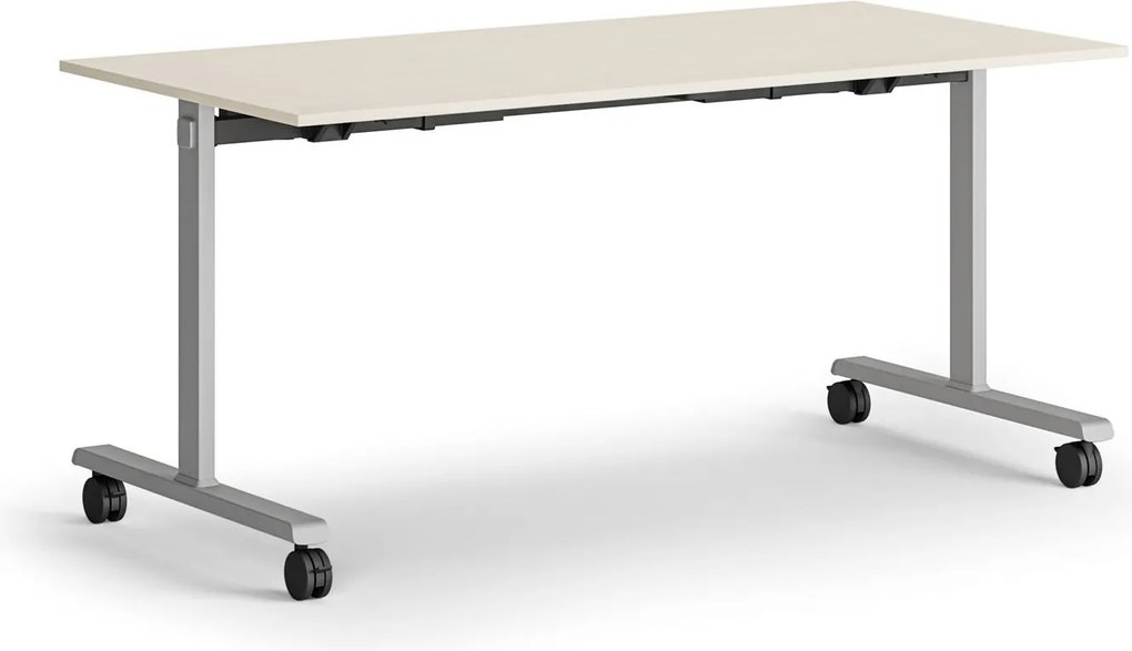 Mobilný stôl MATCH, 160x80 cm, sivá podnož, breza