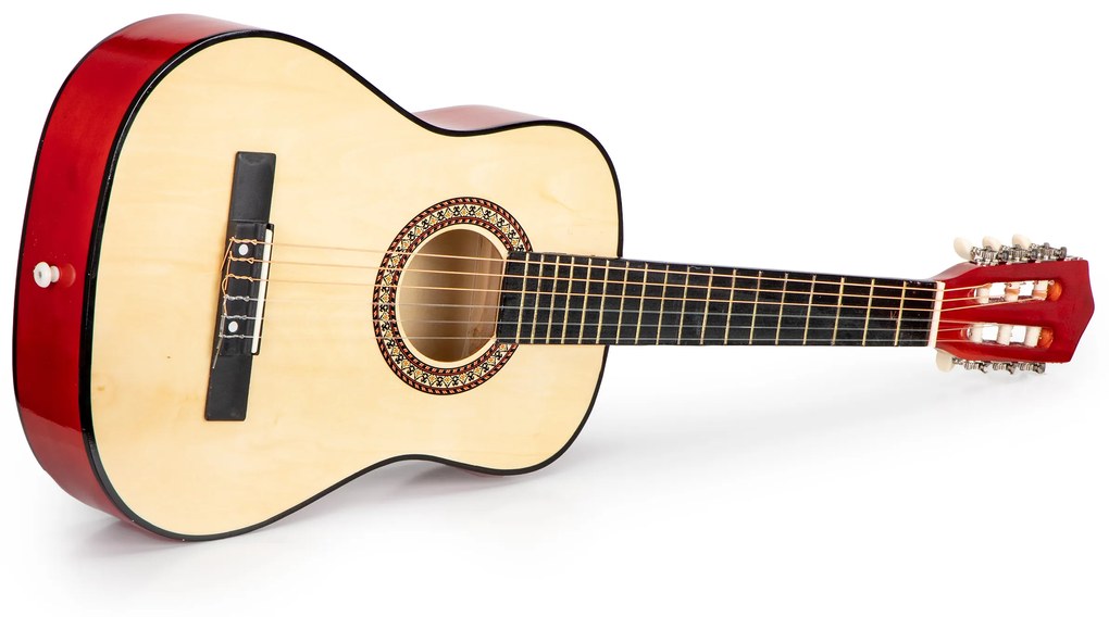 Veľká drevená detská gitara, 6 strún,