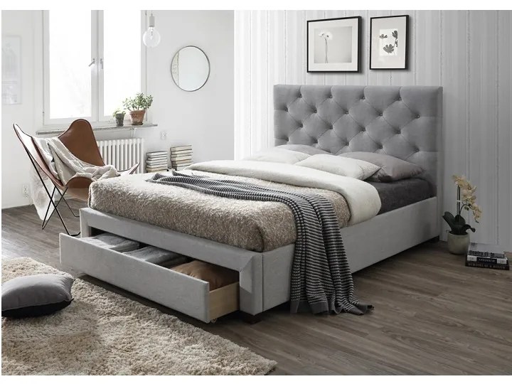 Sivá moderná posteľ s úložným priestorom SANTOLA 180 x 200 cm
