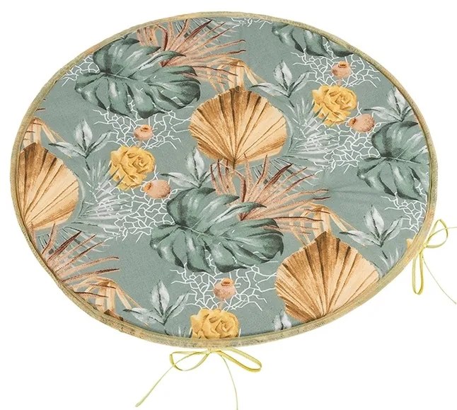 Bellatex Sedák Adéla kulatý hladký Monstera ružežltá 40 x 40 cm