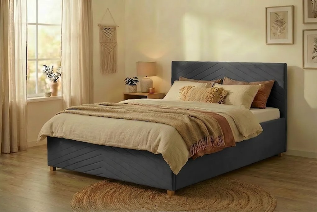 Postel VEGA 140x200 cm Sivá S matracom