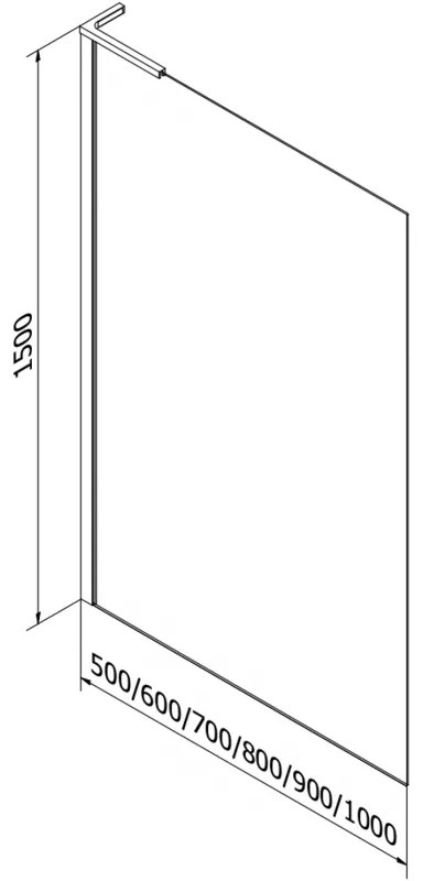 Mexen Next L, 1-krídlová vaňová zástena 60 x 150 cm, 6mm číre sklo, chrómový profil, 895-060-000-03-00-01