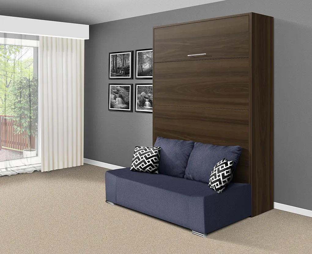 Nabytekmorava Sklápacia posteľ s pohovkou VS 21058P 200x120 farba pohovky: Krémová, Typ farebného prevedenia: Orech / dvere biele
