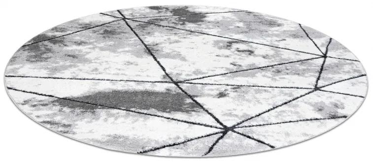 Moderný okrúhly koberec COZY Polygons, geometrický, šedý