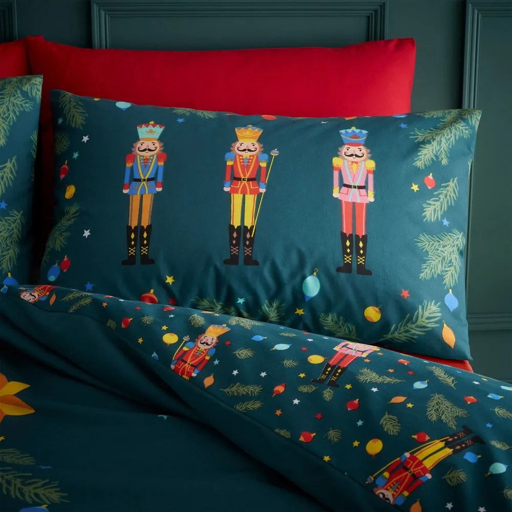 Tmavozelené obliečky na jednolôžko 135x200 cm Nutcracker – Catherine Lansfield