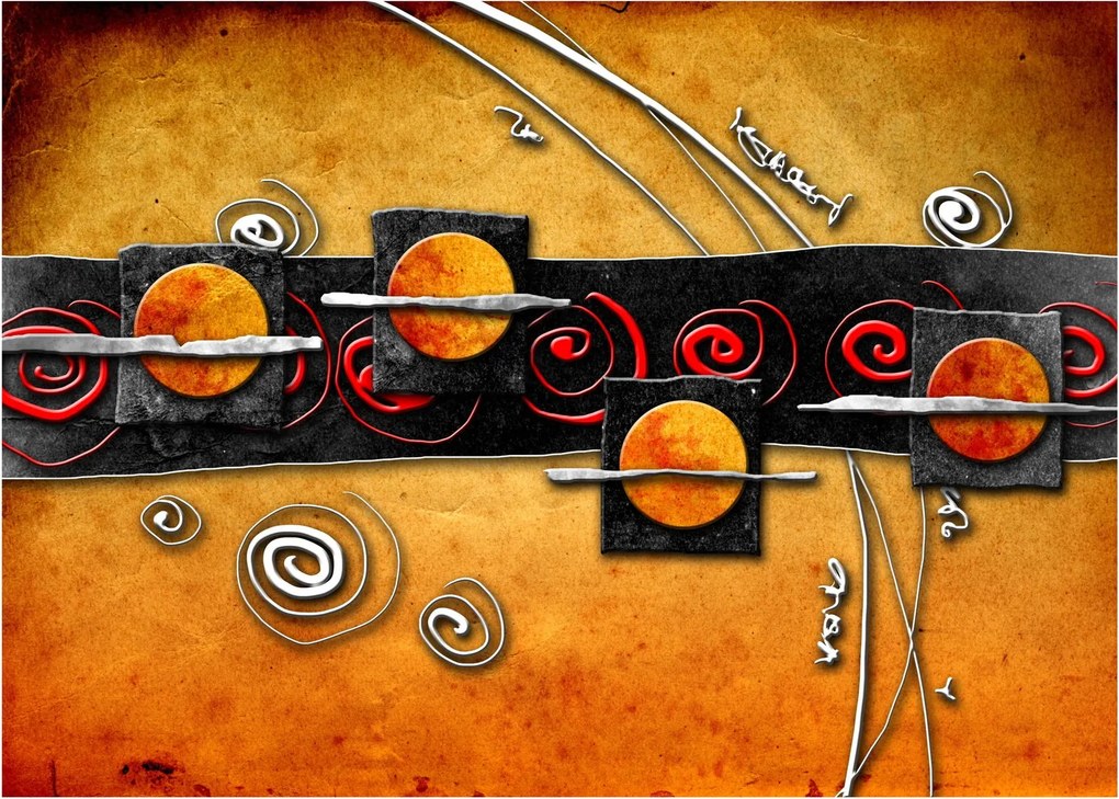 Sklenený obraz abstrakcie - Planéty (70x50 cm)