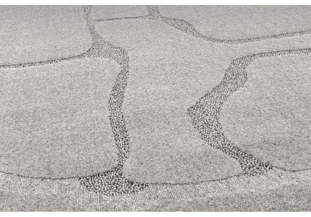 Sivý vlnený okrúhly koberec ø 160 cm Morphic Organica – Agnella