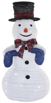 LED skládací sněhulák SNOWMAN 60 cm studená bílá