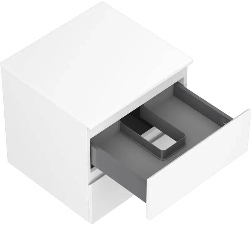 Mexen Orio, kúpeľňová skrinka 50 cm s hornou časťou, 2 zásuvky, biela matná, 91A10-05047-2-BFFC01