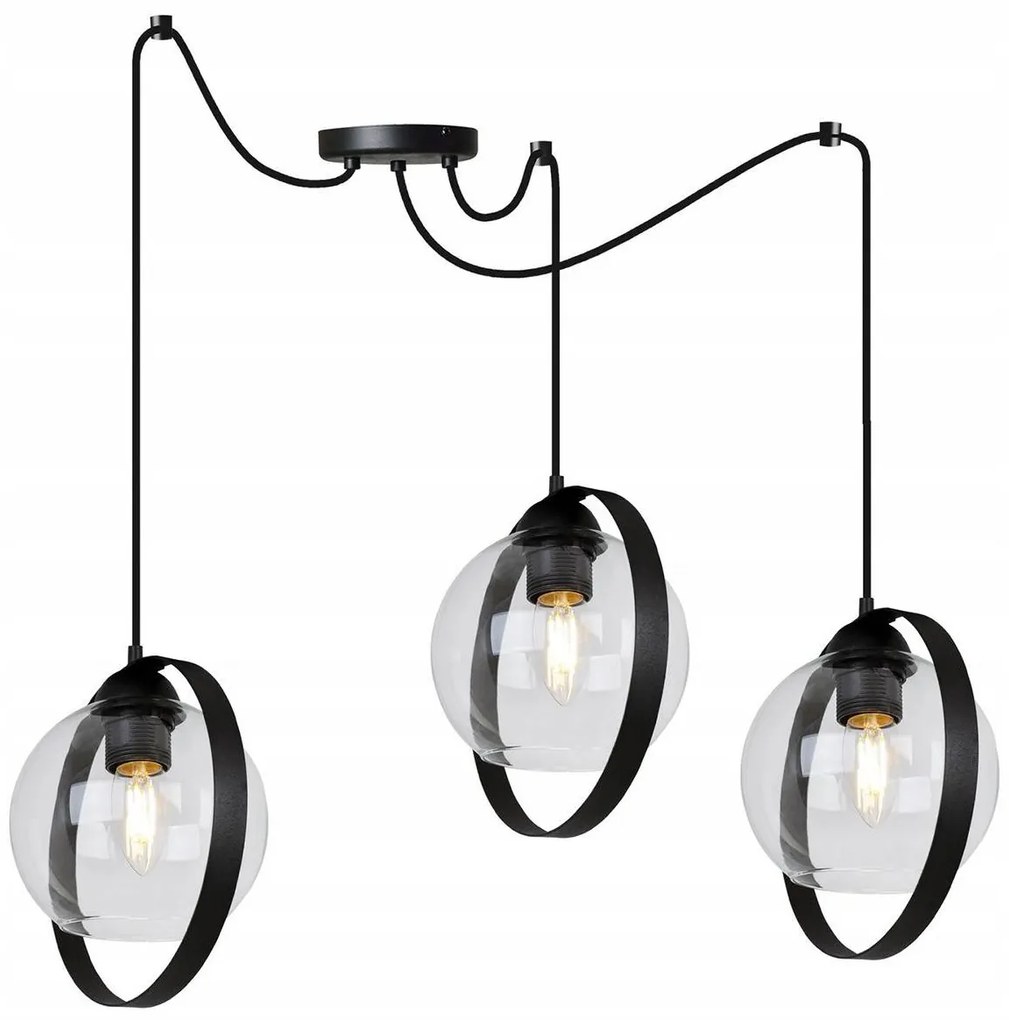 Závesné svietidlo Haga Ring Spider, 3x transparentné sklenené tienidlo (výber z 3 farieb uchytenia)