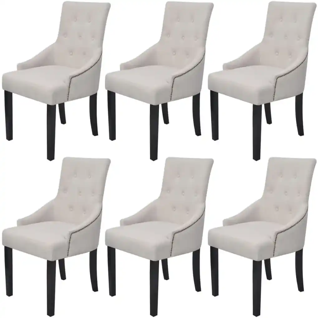 Jedálenské stoličky 6 ks, krémovo sivé, látka | BIANO