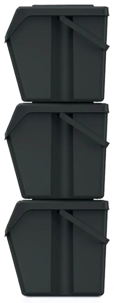 PROSPERPLAST Sada 3 odpadkových košov SORTIBOX II antracit, objem 3x25L