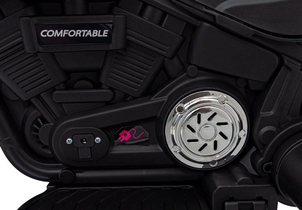 Ramiz Elektrická motorka Chopper FASTER pre deti biela + FM rádio + audio panel + LED