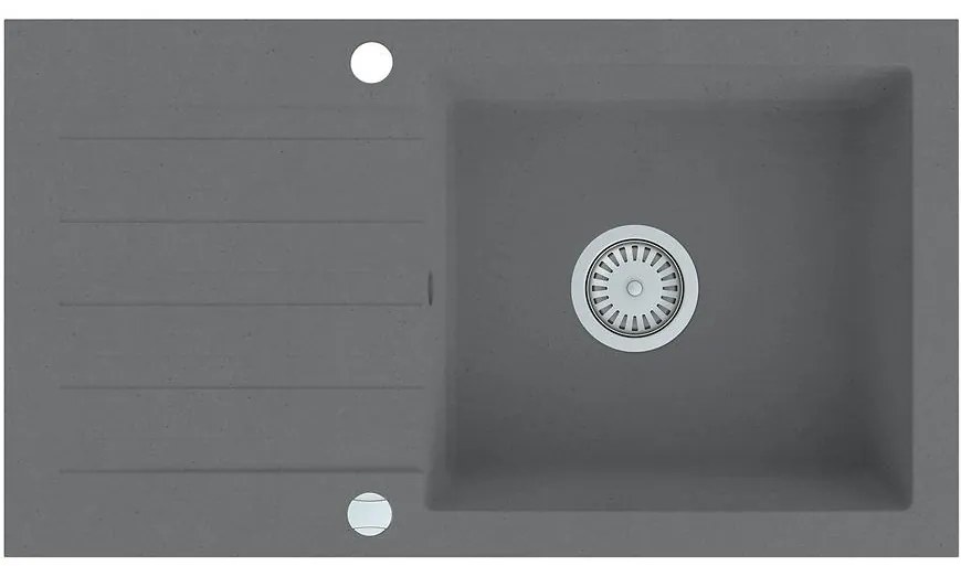 Granitový drez 1K 780x440 sivá