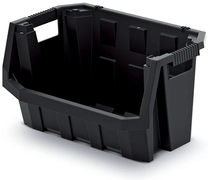 Dielenský úložný box so skosenou hranou HEAVY DUTY, čierny 40x29x28