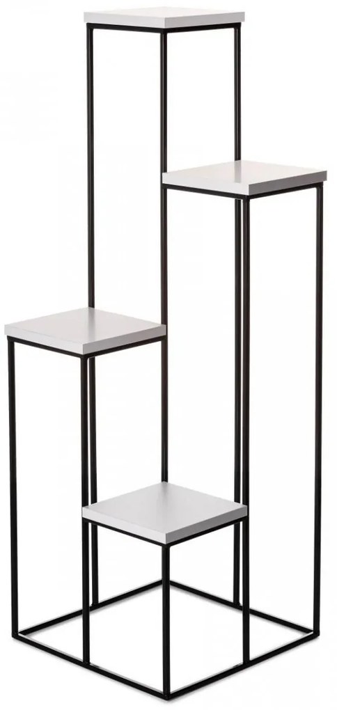 Kvetinový stojan v industriálnom štýle 110 cm čierny/biely