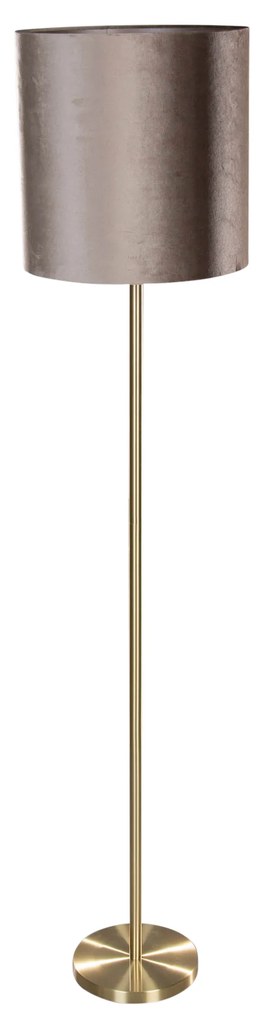Stojacia lampa mosadzná so zamatovým tienidlom sivohnedá 50cm - Simplo