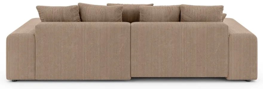 Béžová menčestrová rozkladacia rohová pohovka s úložným priestorom (variabilný roh) Luma – Ropez