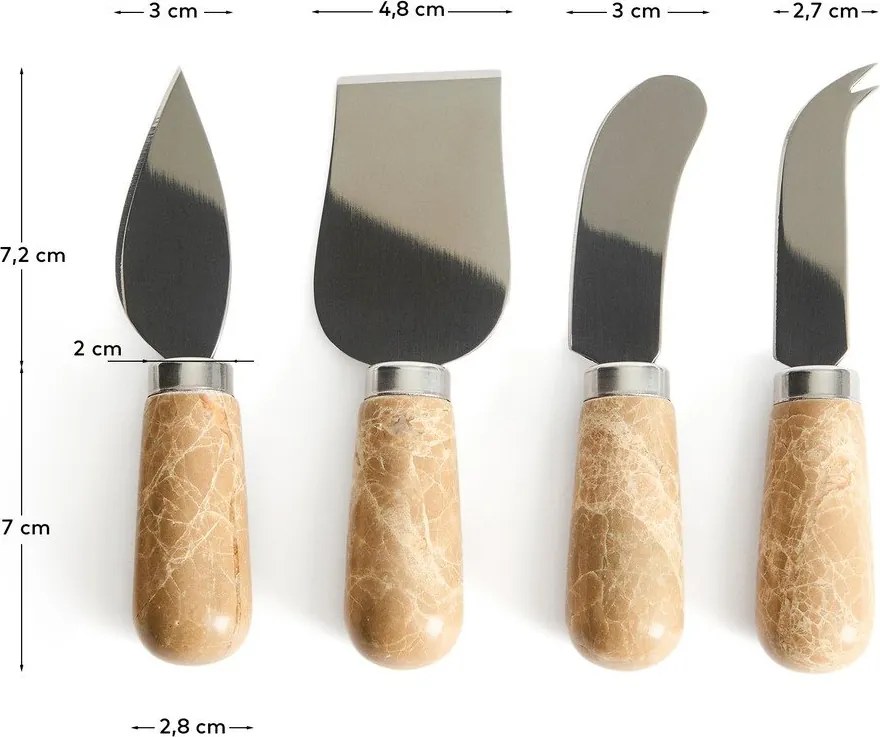 Nože v súprave 4 ks na syr z nehrdzavejúcej ocele Adoma – Kave Home
